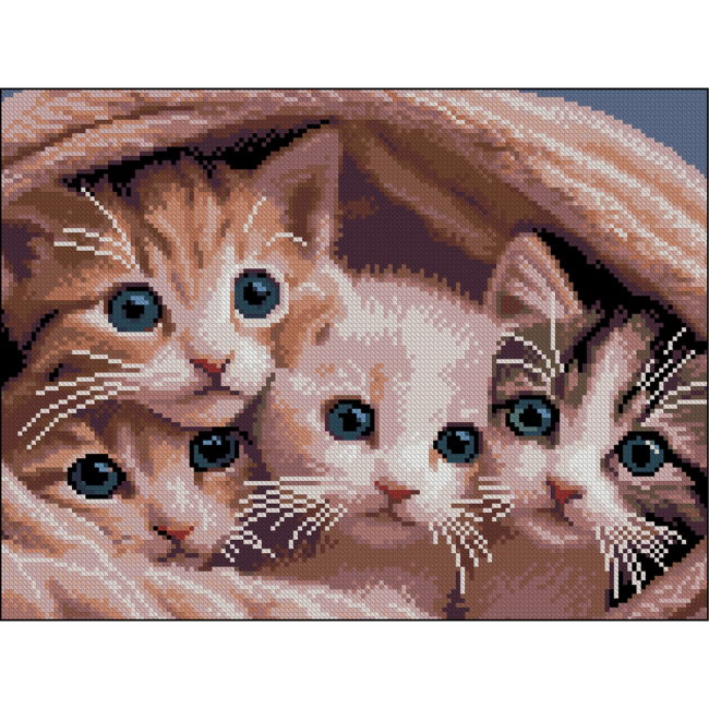 Мозаїка - Алмазна картина Strateg Милі кошенята 30 х 40 см (FZ3040-04)