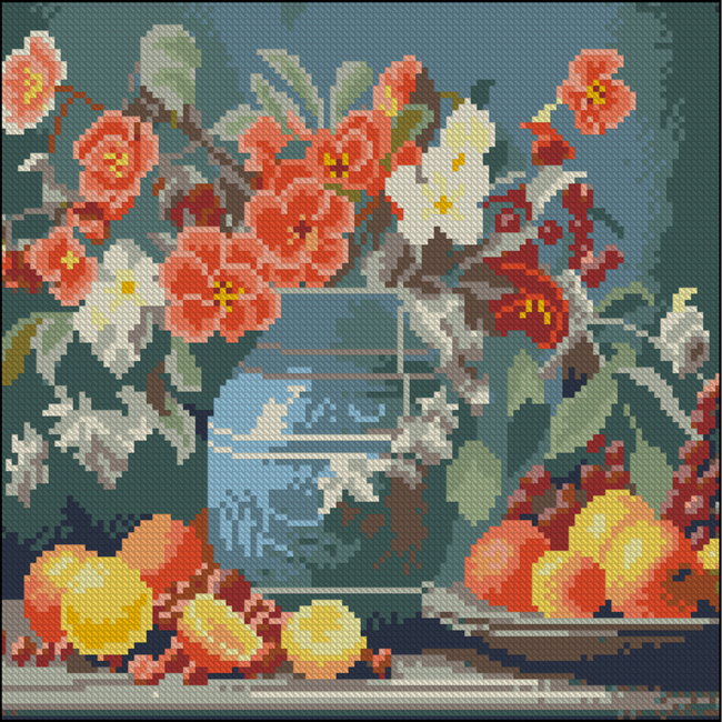 Мозаика - Алмазная картина Strateg Цветы и фрукты 30 х 30 см (FZ3030-23)