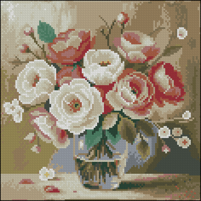 Мозаика - Алмазная картина Strateg Букет на столе 30 х 30 см (FZ3030-24)