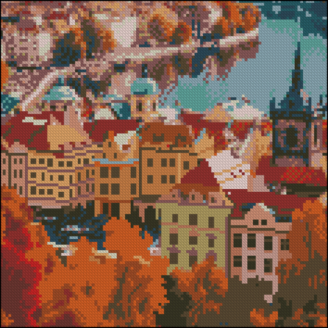 Мозаика - Алмазная картина Strateg Осенний город 30 х 30 см (FZ3030-27)