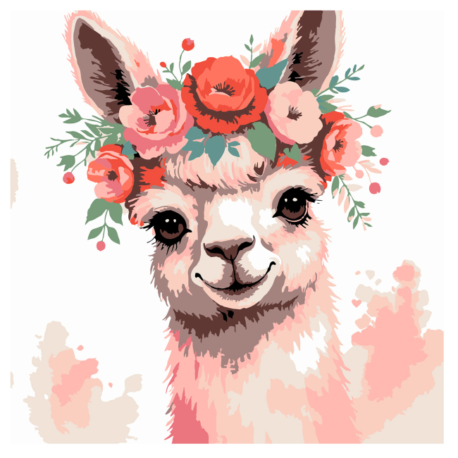 Товары для рисования - Картина по номерам Strateg Альпака в венке 20 х 20 см (HH8026)