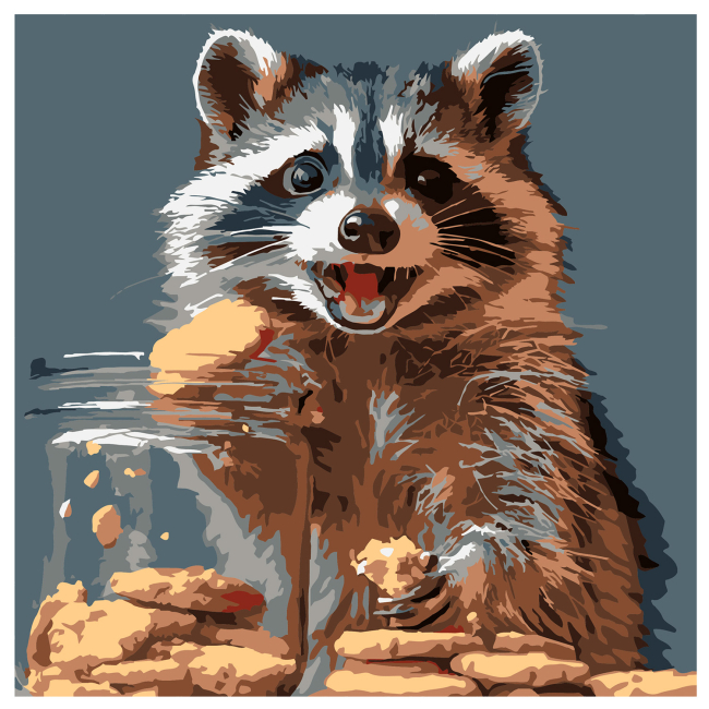 Товари для малювання - Картина за номерами Strateg Єнот з печивом 20 х 20 см (HH8035)