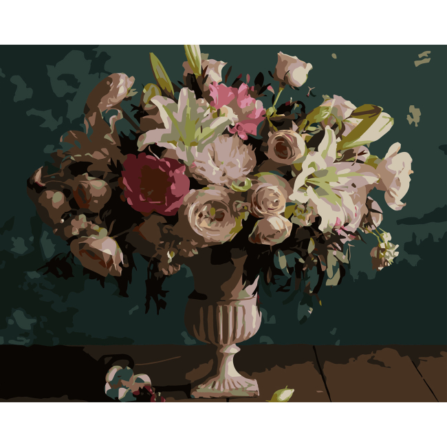 Товары для рисования - Картина по номерам Strateg Роскошный светлый букет 40 х 50 см (VG022)