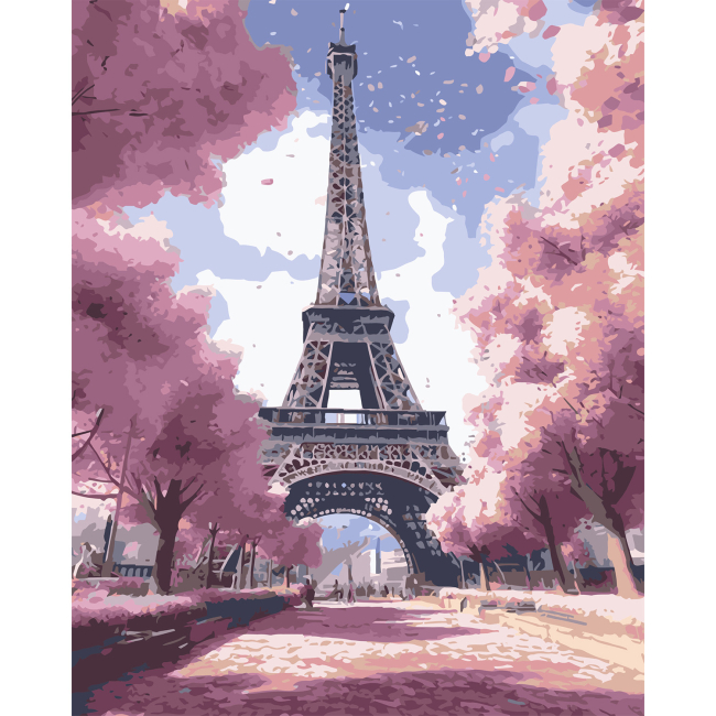 Товари для малювання - Картина за номерами Strateg Рожева Ейфелева вежа 40 х 50 (VG023)