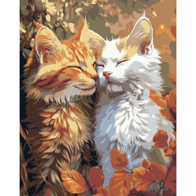 Товары для рисования - Картина по номерам Strateg Белый и рыжий кот 40 х 50 (VG026)