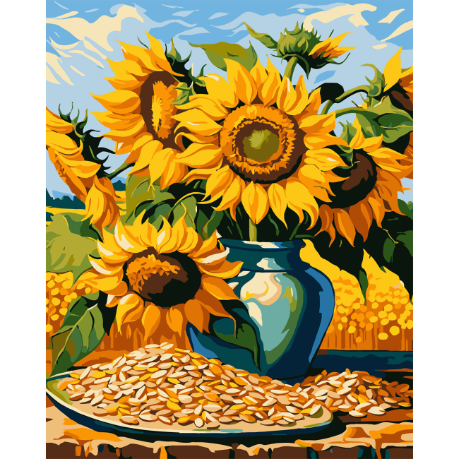 Товары для рисования - Картина по номерам Strateg Подсолнечники в вазе 40 х 50 см (VG027)