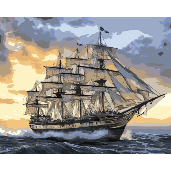 Товары для рисования - Картина по номерам Strateg Корабль в открытом море 40 х 50 (VG051)