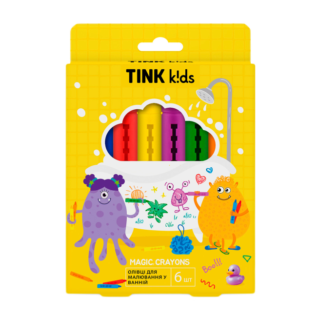 Канцтовары - Набор карандашей Tink kids Magic Crayons для рисования в ванной 6 шт (4823109412002)