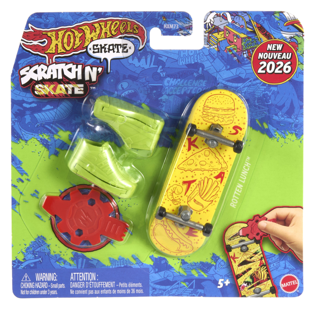 Антистресс игрушки - Скейт для пальчиков Hot Wheels Крутое преображение Желтый с салатовой обувью (HXM73/1)