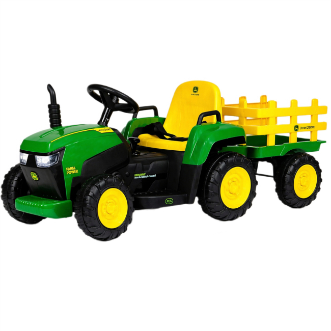 Електромобілі - Трактор з причепом Peg-Perego OR 0120 John Deere Farm Power з пультом зелений (OR 0120 зелений)