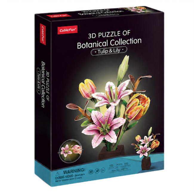 3D-пазлы - Трехмерный пазл CubicFun Букет цветов Лилии и тюльпаны (P871h)