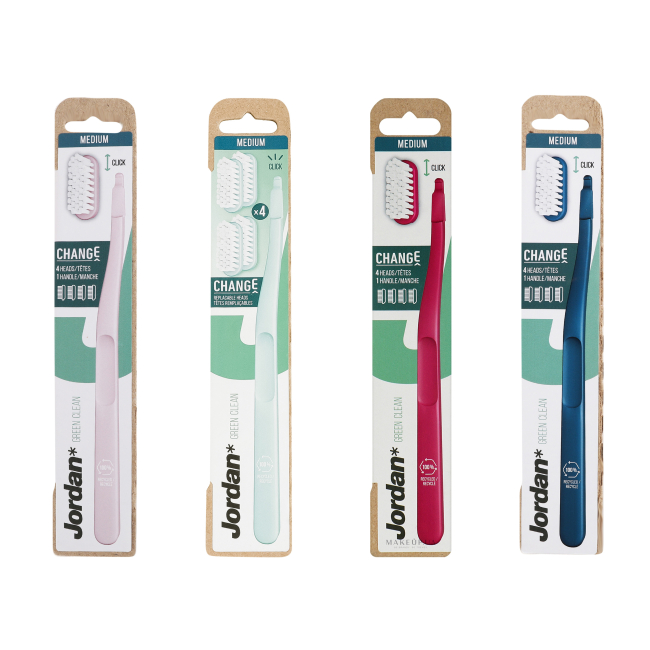 Косметика - Зубная щетка Jordan Change Green Medium 4-head в ассортименте (7046110060667)