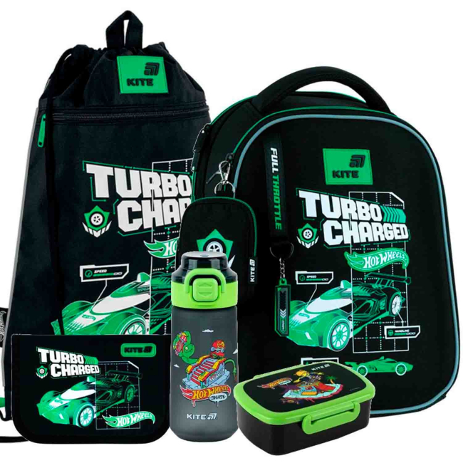 Рюкзаки та сумки - Шкільний набір 5 в 1 Kite Education Hot Wheels (SET_HW26-555S)
