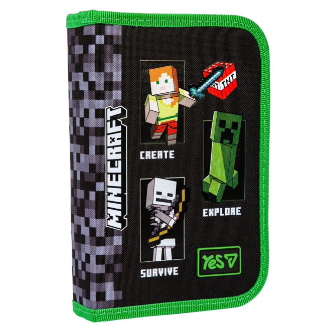 Пеналы и кошельки - ​Пенал Yes HP-03 Minecraft Reality твердый одинарный с клапаном (533733)