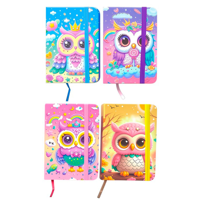 Канцтовары - Блокнот Malevaro 3D на резинке Owl в ассортименте (763715ML)