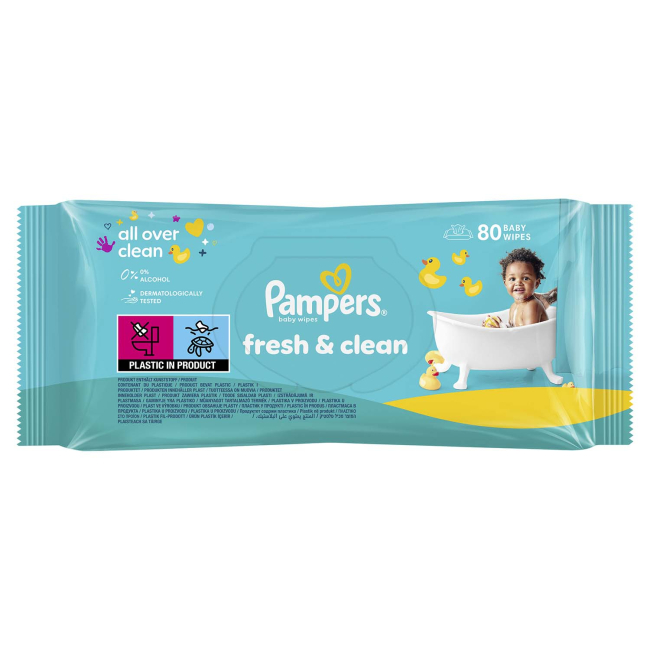 Пеленки и салфетки - Влажные салфетки Pampers Свежесть и чистота 80 шт (8001841077598)