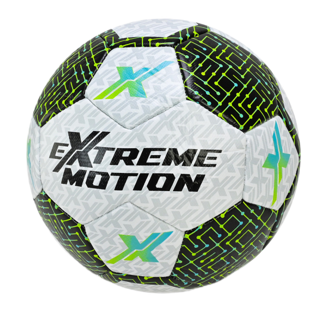 Спортивні активні ігри - Мяч футбольный Extreme motion №5 TPU Білий з чорно-зеленим візерунком (FX2604/1)