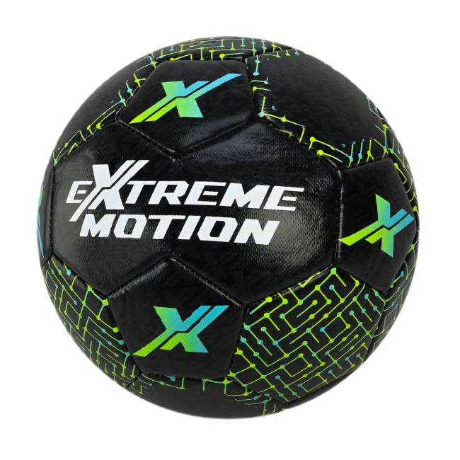 Спортивные активные игры - Мяч футбольный Extreme motion №5 TPU Черный с зелено-желтым узором (FX2604/2)