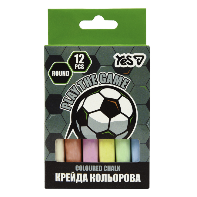 Канцтовары - Мел цветной Yes Football круглый 12 шт (400563)
