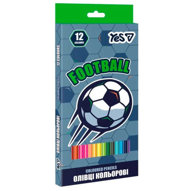 Канцтовары - Карандаши цветные Yes Football 12 цветов (290786)