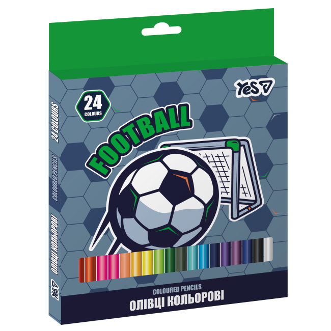 Канцтовари - Олівці кольорові Yes Football 24 кольори (290785)