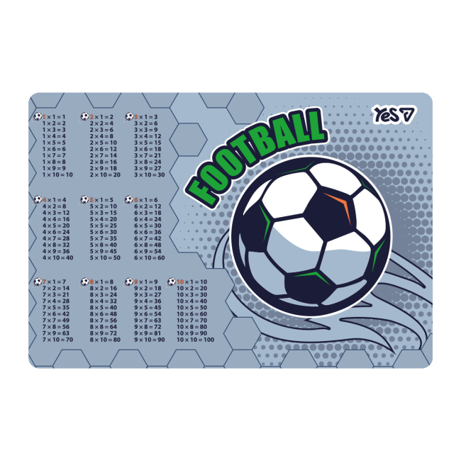 Канцтовары - Подкладка для стола Yes Football с таблицей умножения (492377)