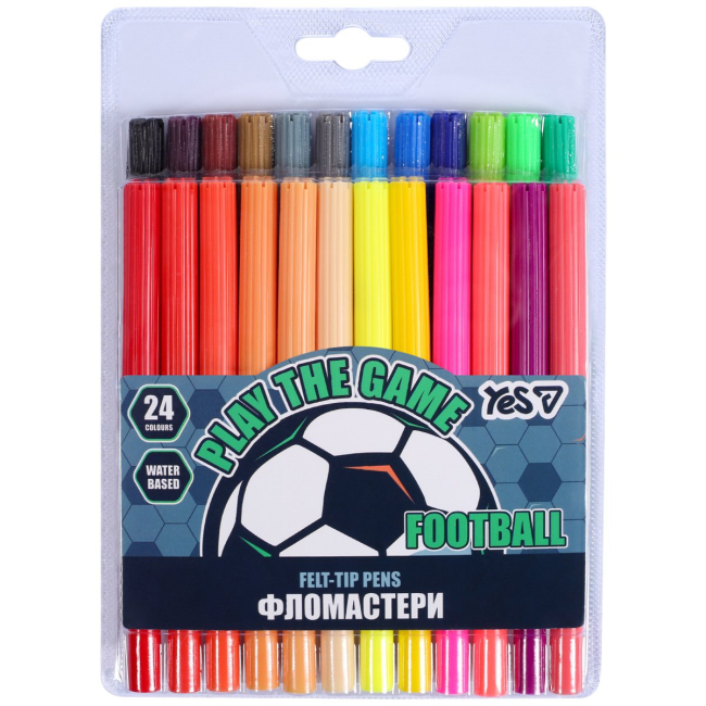 Канцтовары - ​Фломастеры Yes Football 24 цвета (650602)
