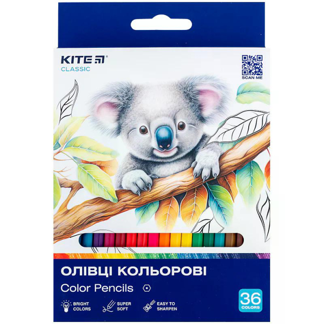 Канцелярські товари - Олівці кольорові Kite Classic 36 шт (K-057)