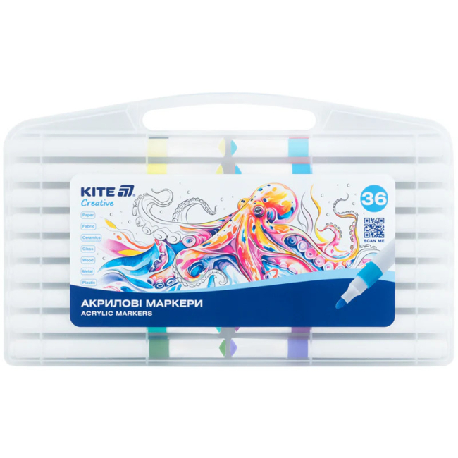 Канцтовары - Набор акриловых маркеров Kite Creative Jumbo 36 цветов (K-1292)