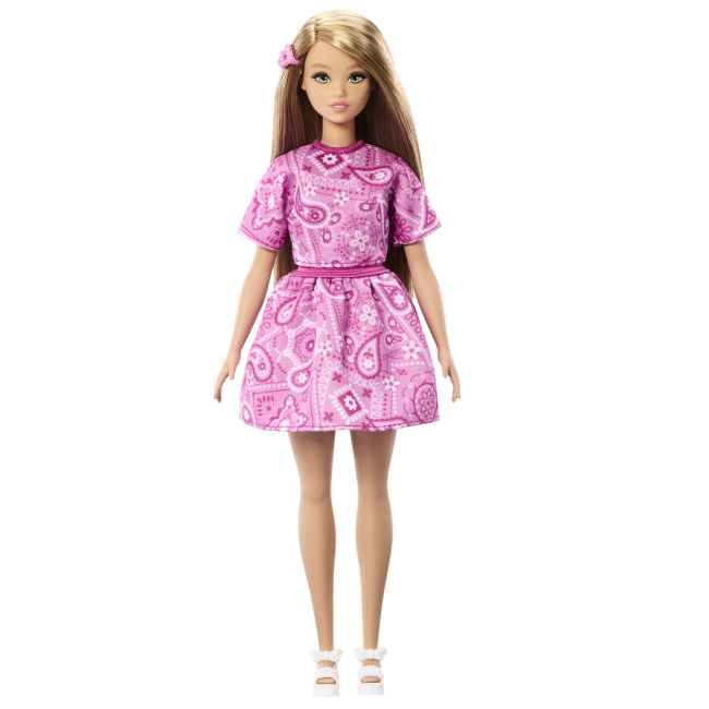 Куклы - Кукла Barbie Fashionistas Модница в розовом платье с узором пейсли (JJN62)