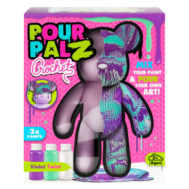 Набори для творчості - Набір для творчості ToyMonster Pour Palz Флюїд Арт Ведмедик Фіолетовий вайб S4 В'язані дива (FC-G0004C)
