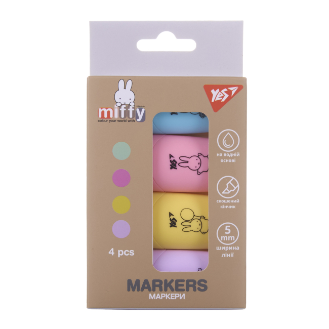 Маркери текстові Yes Miffy 4 кольори (391093)