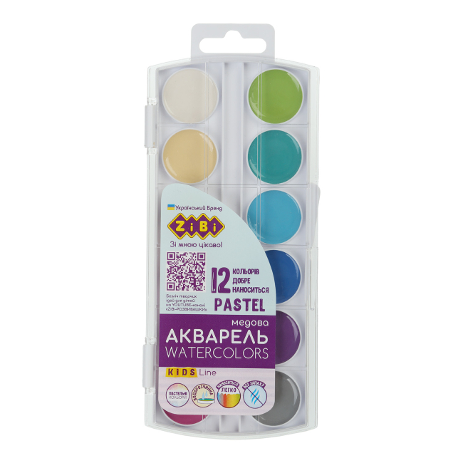 Краски акварельные медовые ZiBi Kids line Pastel 12 цветов (ZB.6592)