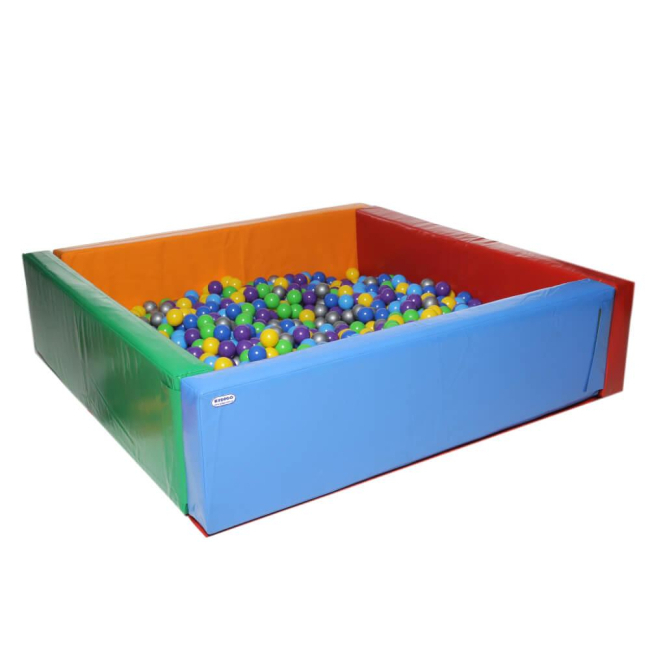 Игровые комплексы, качели, горки - Сухой бассейн с мягких модулей Kidigo Квадрат 2 м Разноцветный (MMSB6)