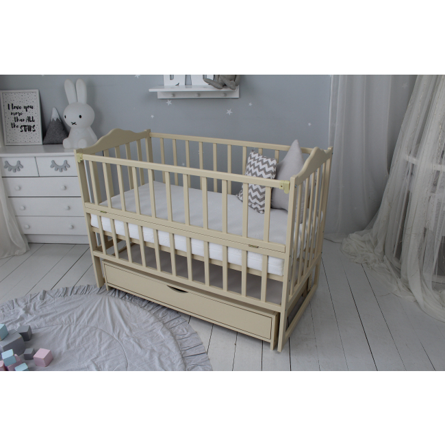 Дитячі меблі - Ліжко дитяче Baby Comfort ЛД3 Слонова кістка з ящиком (35277471)