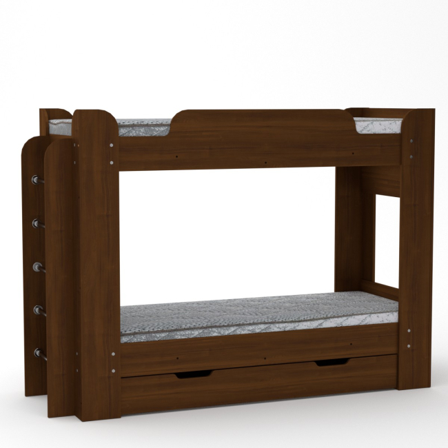Детская мебель - Кровать двухъярусная Твикс Компанит Орех экко (hub_OxDo30223)