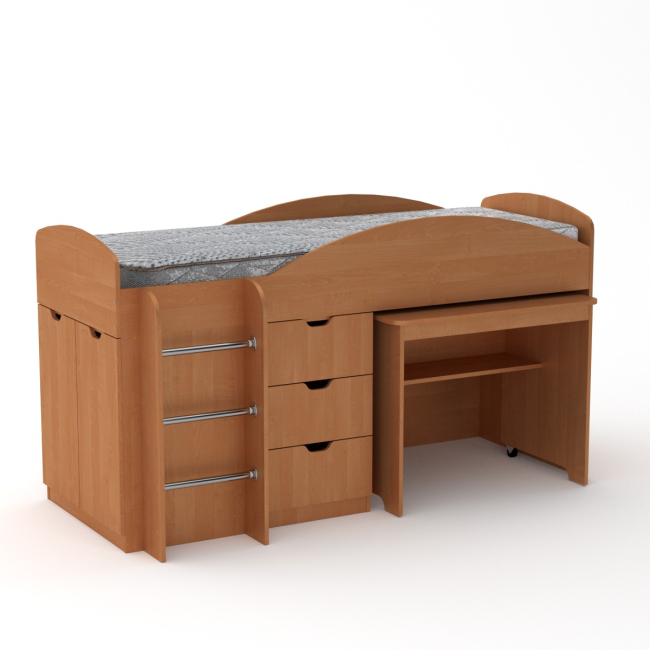 Детская мебель - Кровать чердак Универсал Компанит Ольха (hub_eANm54086)