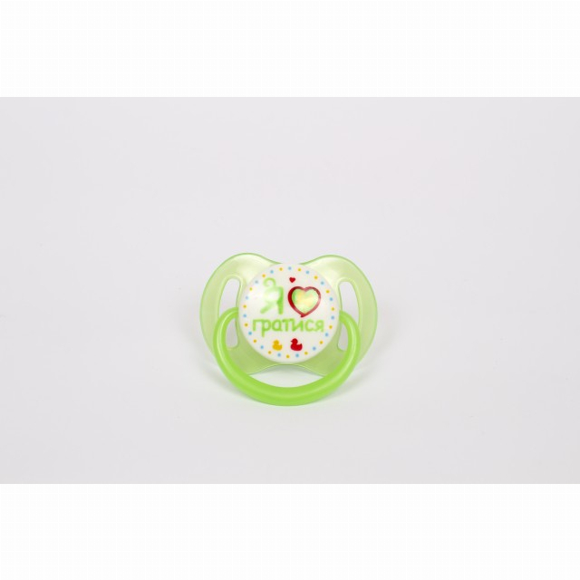 Товары по уходу - Пустышка силиконовая круглая ТМ Курносики Я люблю играться 6-12+ м Зеленая (7015 6+ зел)