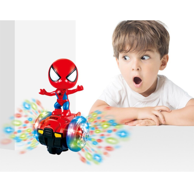 Фигурки персонажей - Игрушечная машинка-гироскутер Человек Паук Spider Man светодиодная с музыкальными эффектами игрушка на двух колесах (VD 3901)