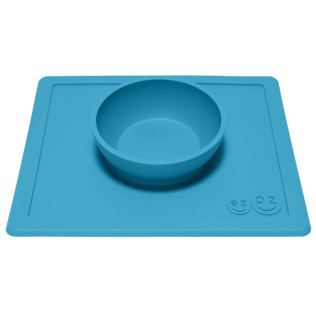 Товари для догляду - Силіконова тарілка килимок EZPZ Happy bowl блакитний (HAPPY BOWL BLUE)