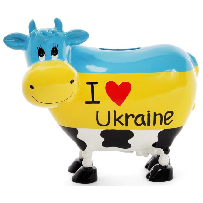 Аксесуари для свят - Скарбничка-корівка I love Ukraine 16.5х9х14 см ceramic Bona DP42059