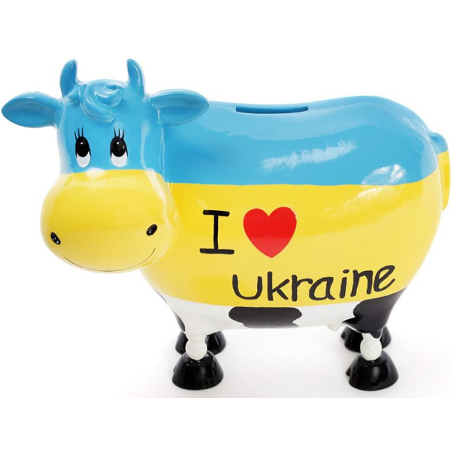 Аксесуари для свят - Скарбничка-корівка I love Ukraine 21.5х12.5х19 см ceramic Bona DP42060