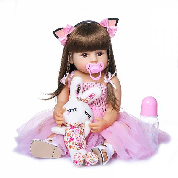 Ляльки - Силіконова колекційна лялька Reborn Doll 55 см Дівчинка Моніка (198)