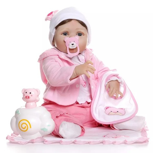 Пупсы - Силиконовая коллекционная кукла Реборн Reborn девочка Молли Виниловая Кукла Высота 55 См (230)