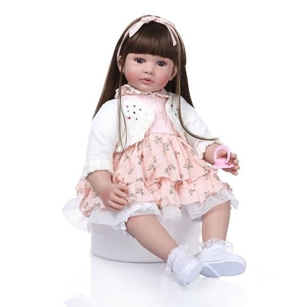 Куклы - Силиконовая коллекционная Кукла Реборн Reborn Девочка Диана (Виниловая Кукла) Высота 60 см (426)