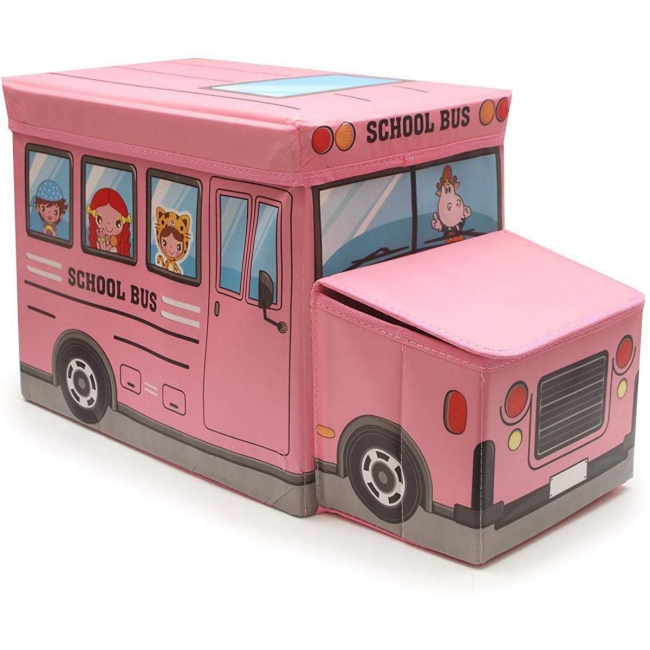 Бокси для іграшок - Пуф-кошик для іграшок Шкільний автобус рожевий MiC (BT-TB-0011) (119354)