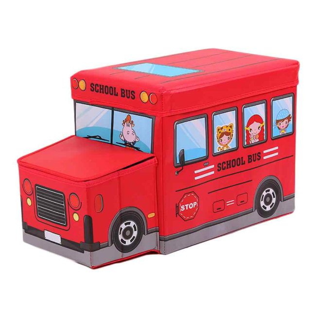 Бокси для іграшок - Пуф-кошик для іграшок Шкільний автобус червоний MiC (BT-TB-0011) (119356)