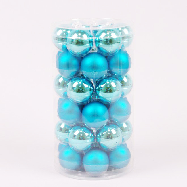 Аксессуары для праздников - Шарики стеклянные Flora D 3,8 см 36 шт Голубой (44610) (MR62312)