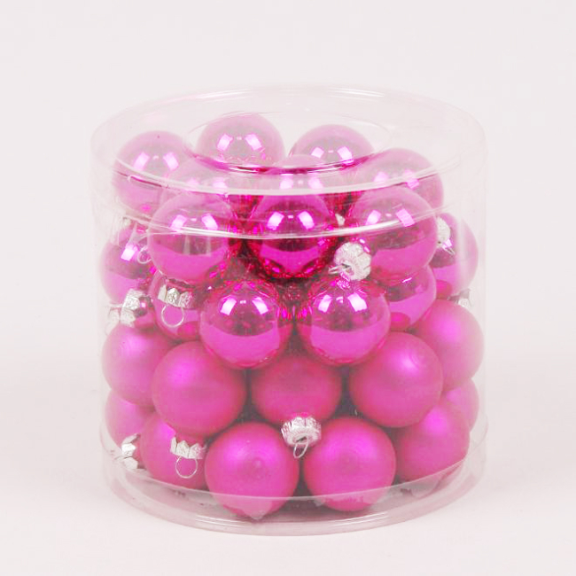 Аксесуари для свят - Кульки скляні Flora D-3 см 45 шт Рожевий (44500) (MR62317)