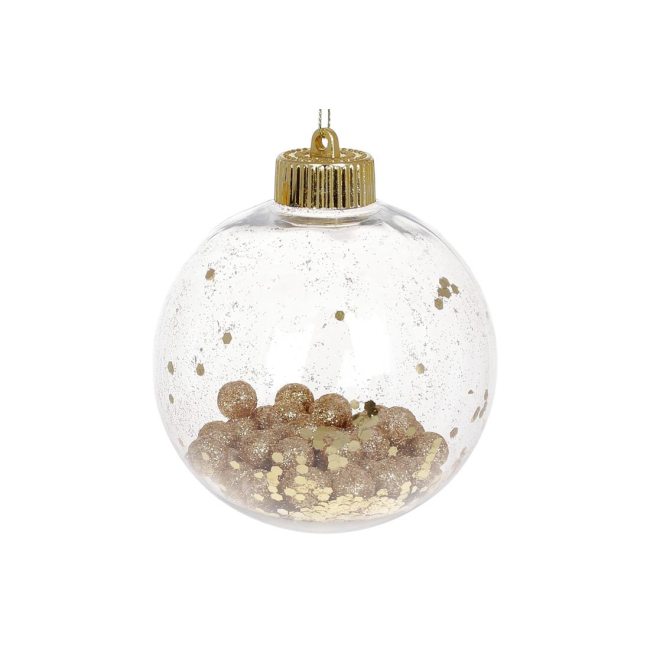 Аксесуари для свят - Куля новорічна пластикова Flora D-10 см Прозорий із золотистим (12329) (MR62335)
